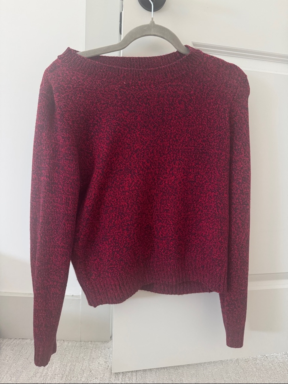 H&M Marled Burgundy Crewneck Sweater